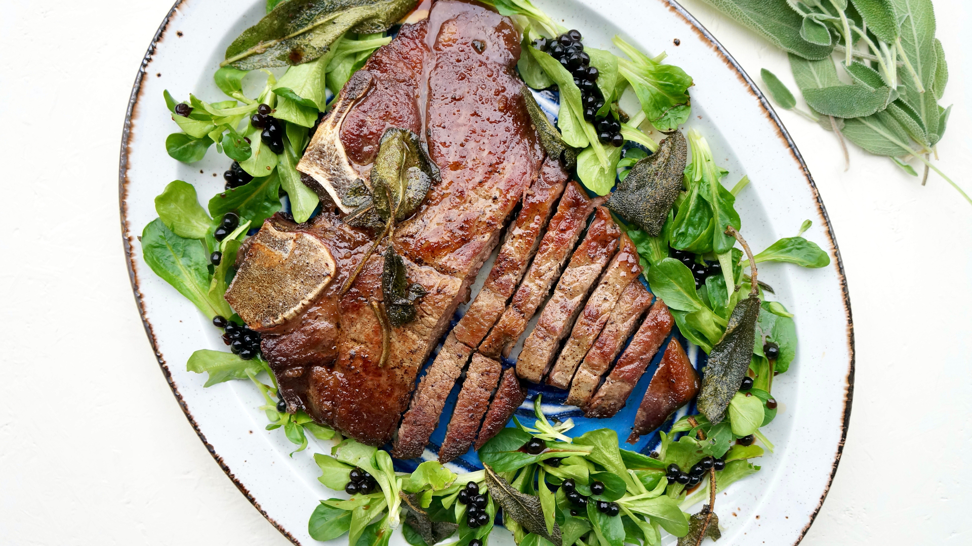 Vitaverse - T-bone steak with Buttery Sage and Salad /Vitamin K+/